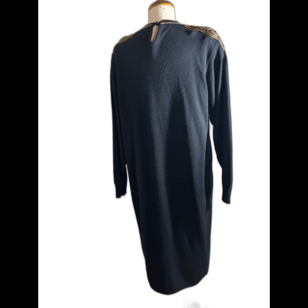 Lady Darian Sweater Dress Size XXL Vintage 90's Maximalist Black Sweater Dress - Picture 2 of 6